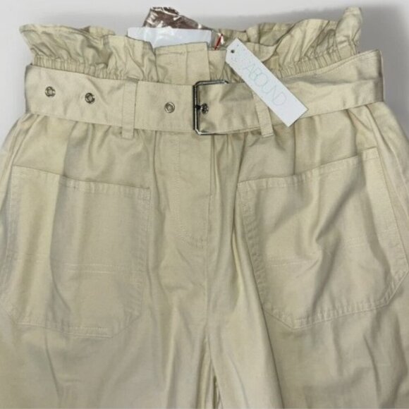 Abound Womens Paper Bag Jogger Khaki Pants High Waist Belted Pockets Size XS - Picture 3 of 8